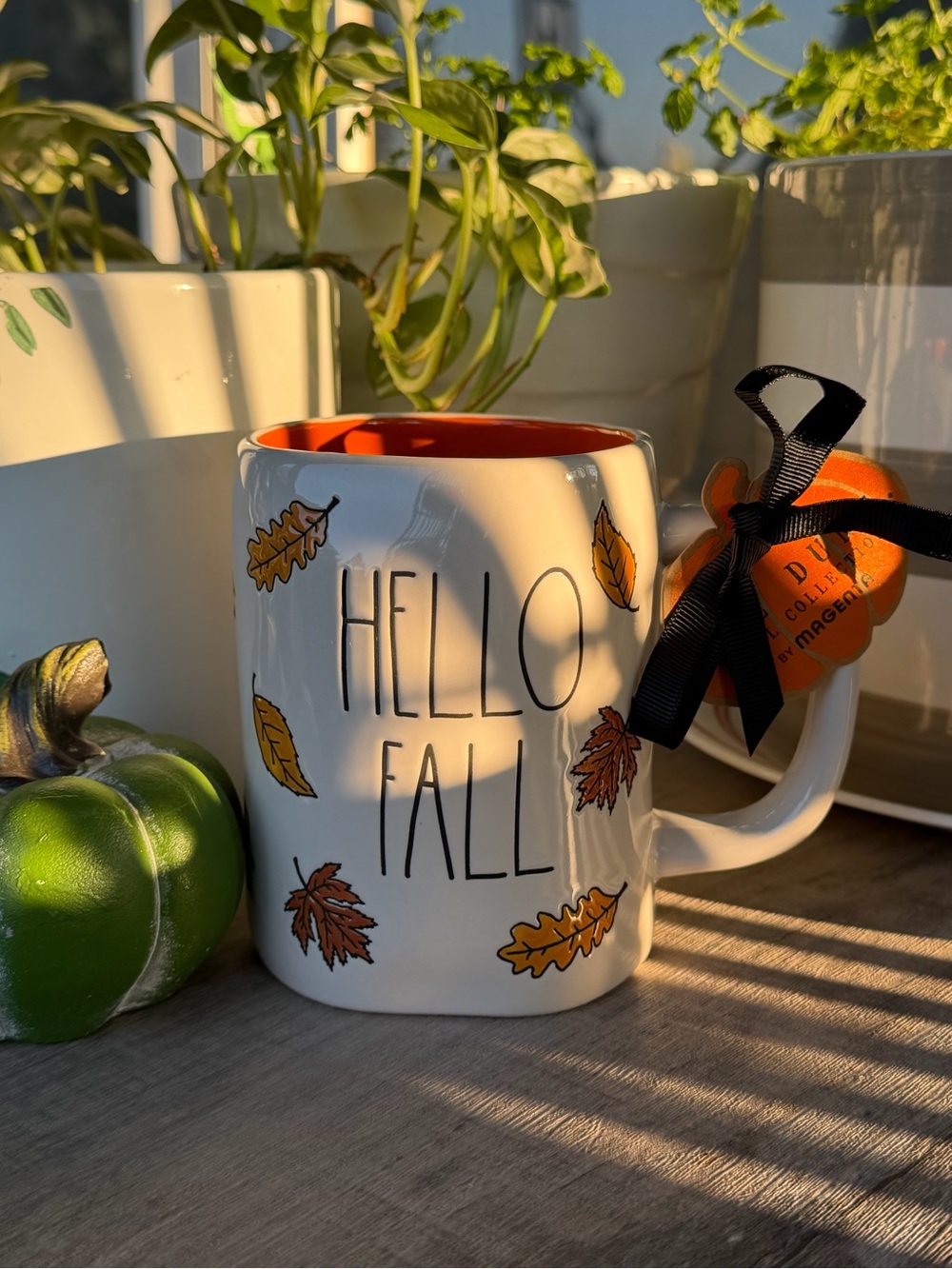 Rae Dunn Hello Fall Mug - White with Orange Interior